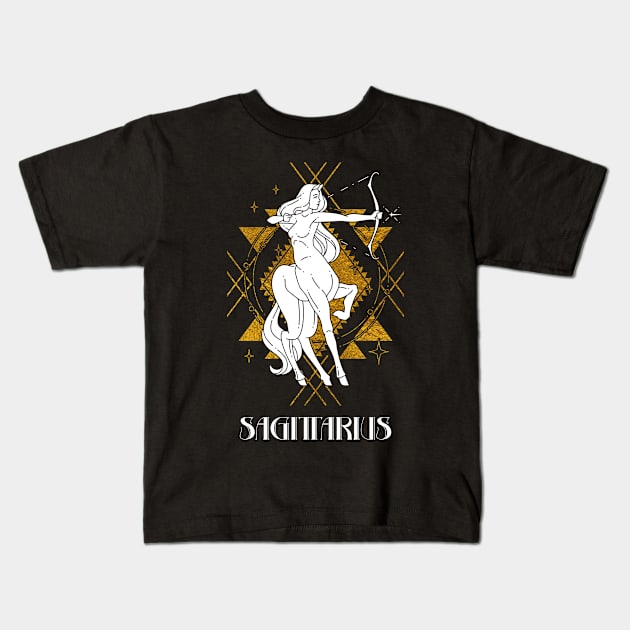 Sagittarius zodiac sign Kids T-Shirt by Cherubic